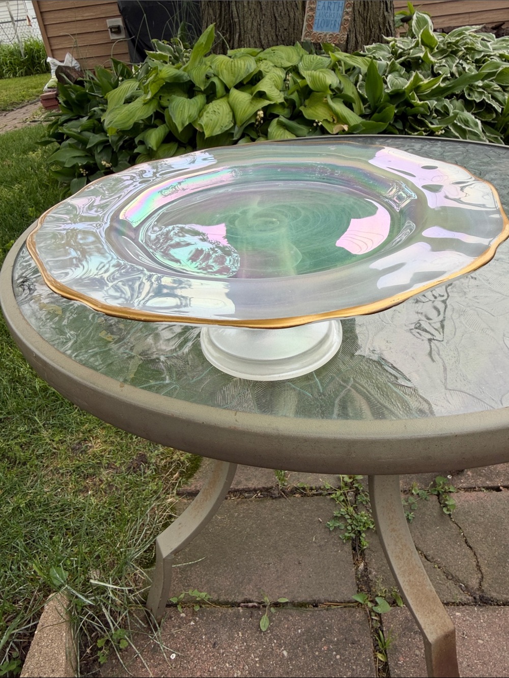 #Fenton opalescent cake plate